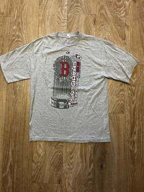 Boston Red Sox Shirt Men's XL Gray 2013 World Series Short Sleeve Crew Neck MLB